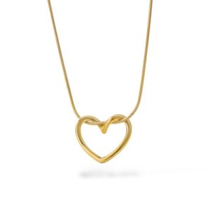 18K Gold Plated Heart Pendant Chain Necklace for Women & Girls | Anti Tarnish Stainless Steel Minimal Love Locket Stylish Everyday Wear Jewellery Valentine, Anniversary Birthday G