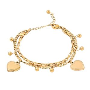 Power Edit Collection | Bracelets For Women Stainless Steel Adjustable Multi-Layer Heart Charm Stack Bracelet For Women And Girls | Gold Colour | Anniversary Birthday Gifts